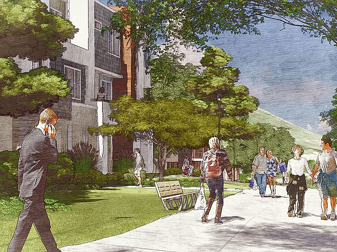 Renderings courtesy of New Urban West
A planned Carmel Valley development will include 1,200 homes, trails and parks.