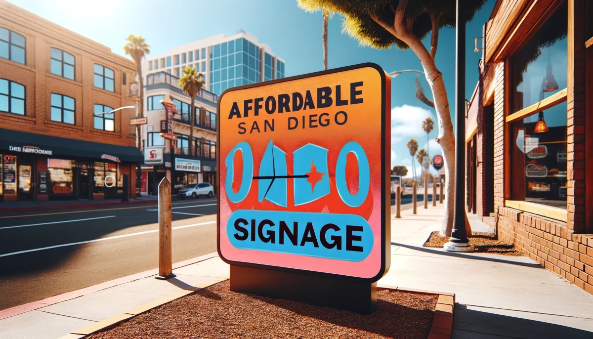 Professional San Diego signage in front of a local business, showcasing a modern design.